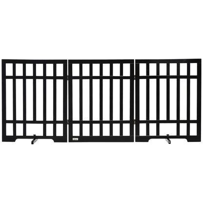 PawHut Freestanding Pet Gate with 2PCS Support Feet, 3 Panels Folding Dog Gates for the House Doorway Stairs, Expands up to 71.3" Wide, 29.9" Tall, Black