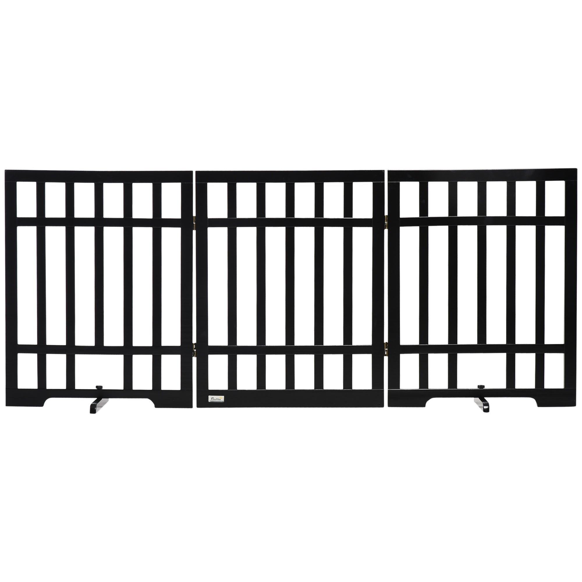 PawHut Freestanding Pet Gate with 2PCS Support Feet, 3 Panels Folding Dog Gates for the House Doorway Stairs, Expands up to 71.3" Wide, 29.9" Tall, Black