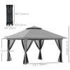 Outsunny 13' x 13' Pop Up Canopy with Mesh Sidewalls and Water/Sand Bag, UPF 50+ Easy Up Canopy Tent Shelter, Wheeled Carry Bag for Garden, Backyard, Patio, Lawn, Dark Grey