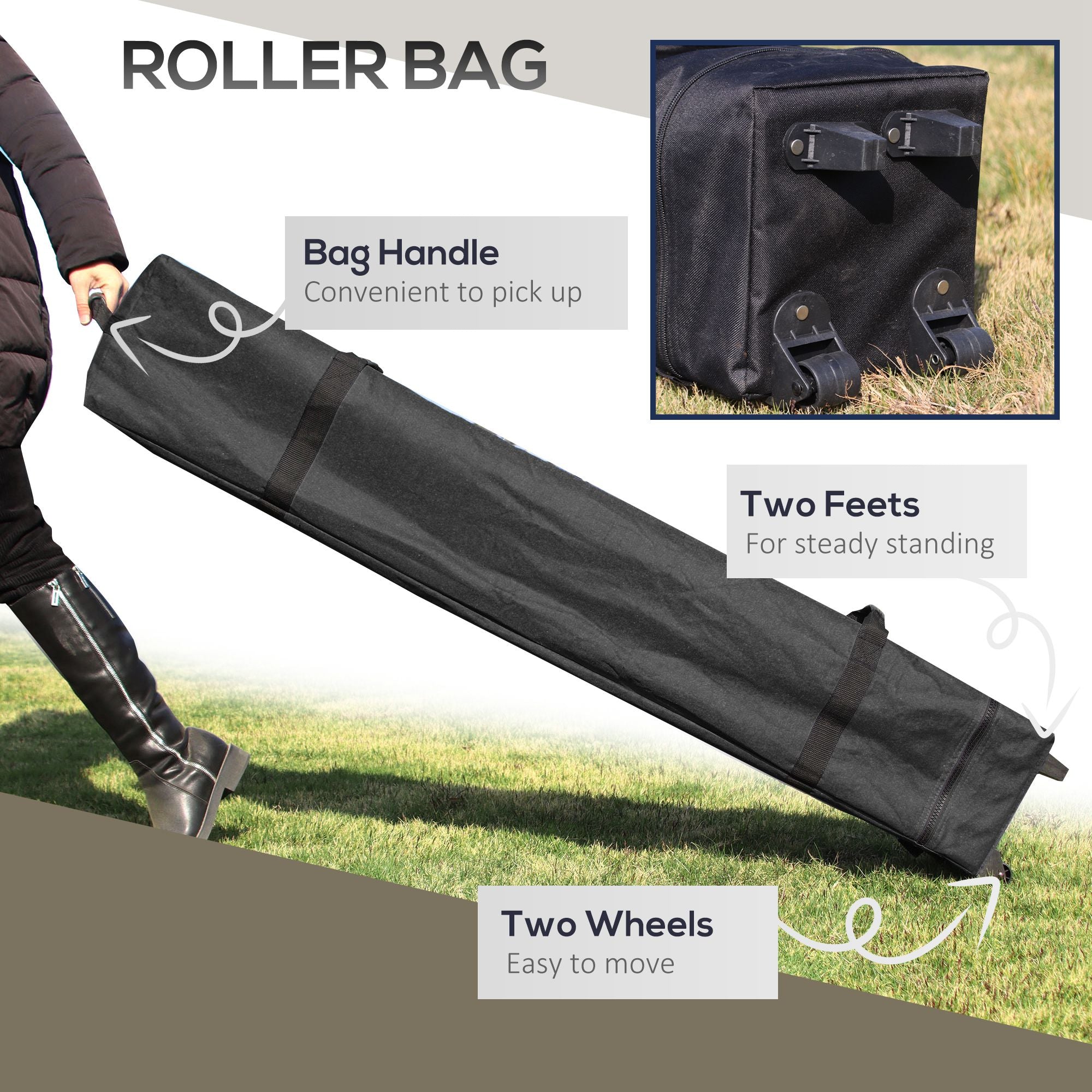 Outsunny 13' x 13' Pop Up Canopy with Mesh Sidewalls and Water/Sand Bag, UPF 50+ Easy Up Canopy Tent Shelter, Wheeled Carry Bag for Garden, Backyard, Patio, Lawn, Dark Grey