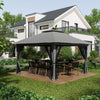 Outsunny 13' x 13' Pop Up Canopy with Mesh Sidewalls and Water/Sand Bag, UPF 50+ Easy Up Canopy Tent Shelter, Wheeled Carry Bag for Garden, Backyard, Patio, Lawn, Dark Grey