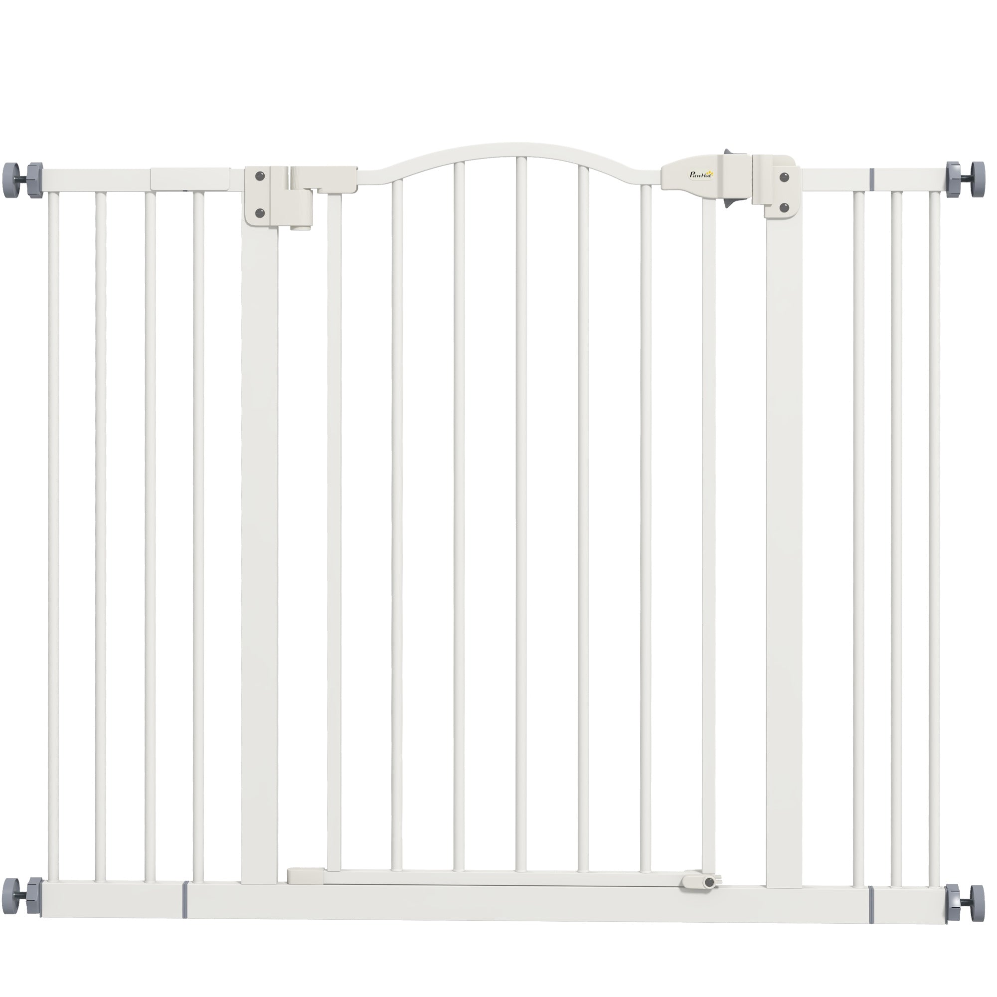 PawHut Pressure Fit Dog Stair Gate No Drilling Safety Gate Auto Close for Doorways, Hallways, 74-100cm Adjustable, 78cm Tall, White