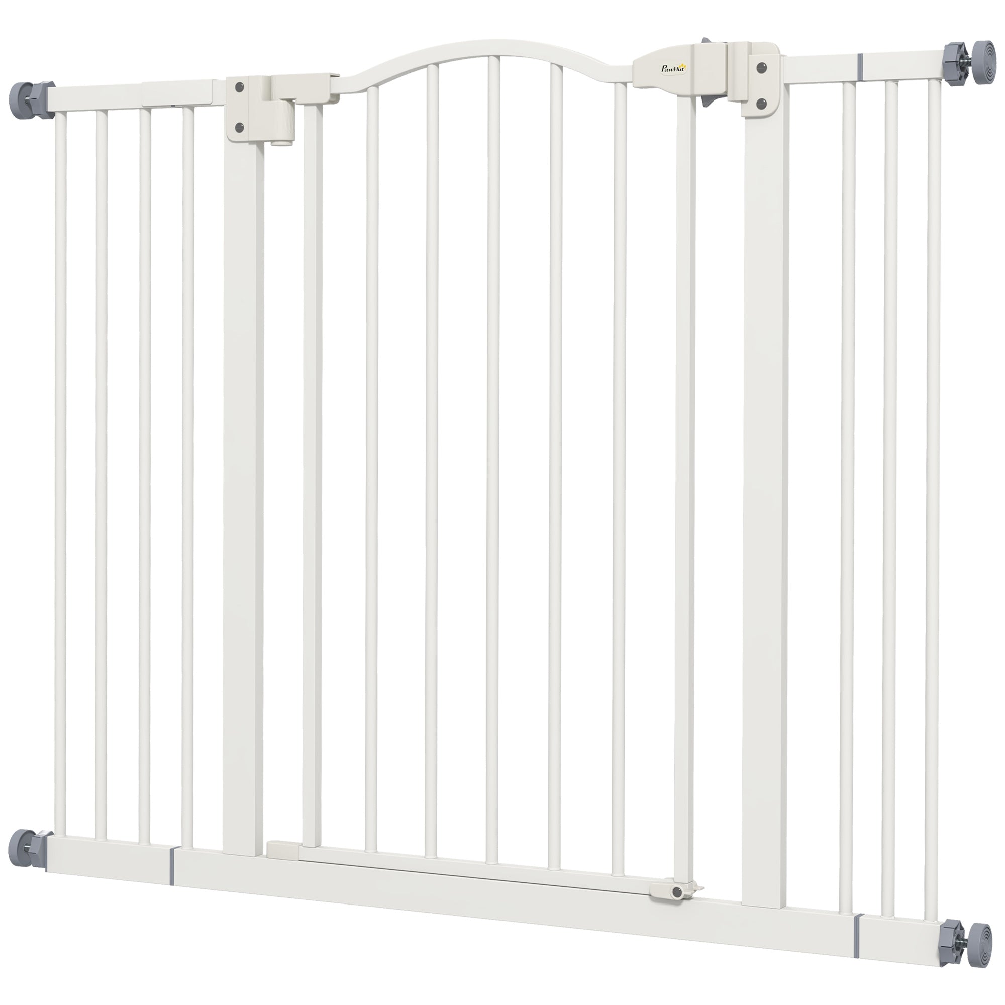 PawHut Pressure Fit Dog Stair Gate No Drilling Safety Gate Auto Close for Doorways, Hallways, 74-100cm Adjustable, 78cm Tall, White