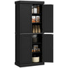 HOMCOM 72.5" Kitchen Pantry Cabinet, Freestanding Kitchen Pantry Storage Cabinet with 4 Doors, Black