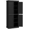 HOMCOM 72.5" Kitchen Pantry Cabinet, Freestanding Kitchen Pantry Storage Cabinet with 4 Doors, Black