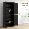 HOMCOM 72.5" Kitchen Pantry Cabinet, Freestanding Kitchen Pantry Storage Cabinet with 4 Doors, Black