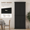 HOMCOM 72.5" Kitchen Pantry Cabinet, Freestanding Kitchen Pantry Storage Cabinet with 4 Doors, Black