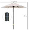 Outsunny 6.6FT Patio Umbrella, Outdoor Parasol Sun Shade with 6 Ribs for Balcony, Beach, Garden, Cream White
