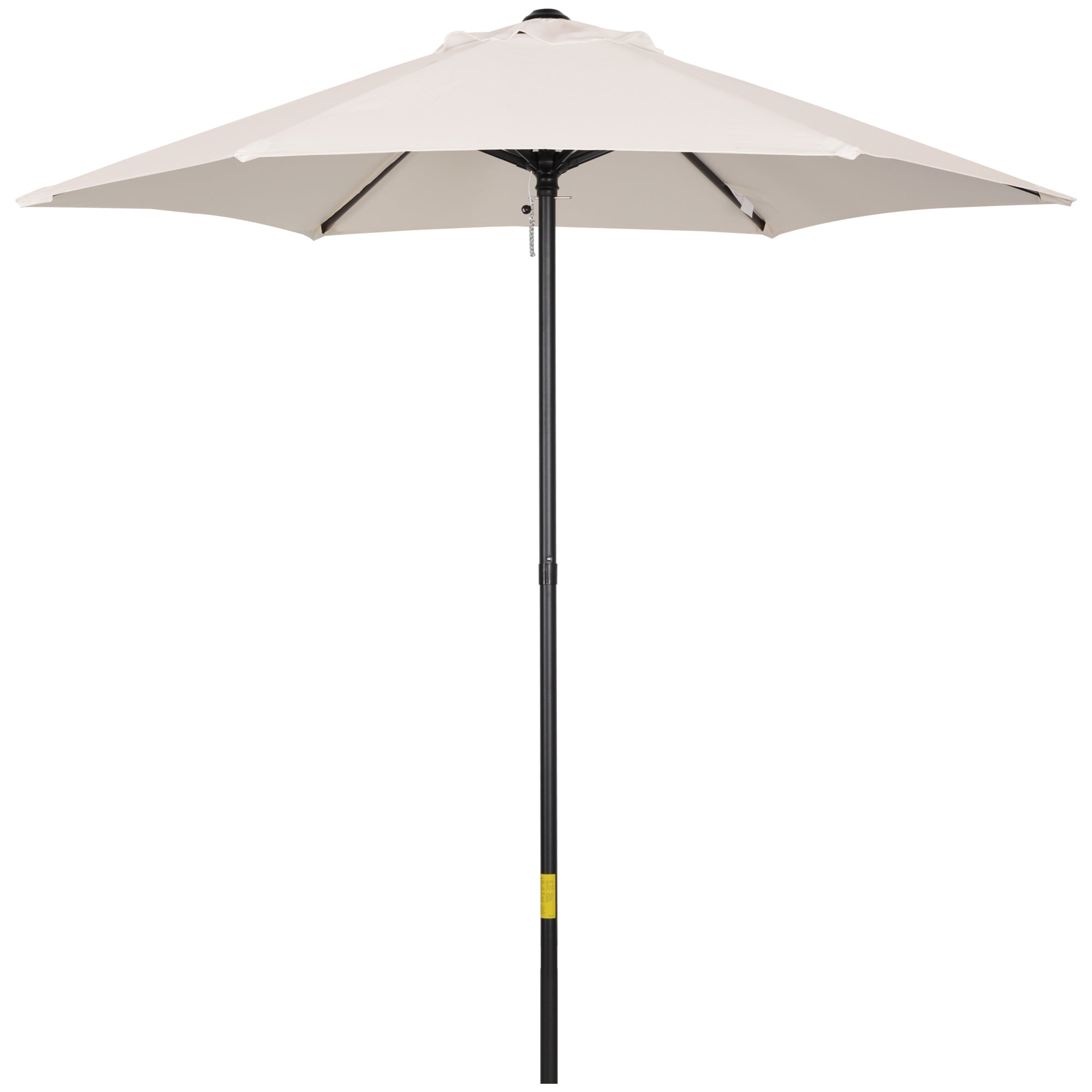 Outsunny 6.6FT Patio Umbrella, Outdoor Parasol Sun Shade with 6 Ribs for Balcony, Beach, Garden, Cream White