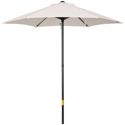 Outsunny 6.6FT Patio Umbrella, Outdoor Parasol Sun Shade with 6 Ribs for Balcony, Beach, Garden, Cream White