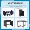 Outsunny 9 Pieces Wicker Patio Dining Set Outdoor Furniture Set with Removable Cushions, Glass Top Dining Table, Ottomans, PE Rattan Conversation Set for Garden Poolside, Blue