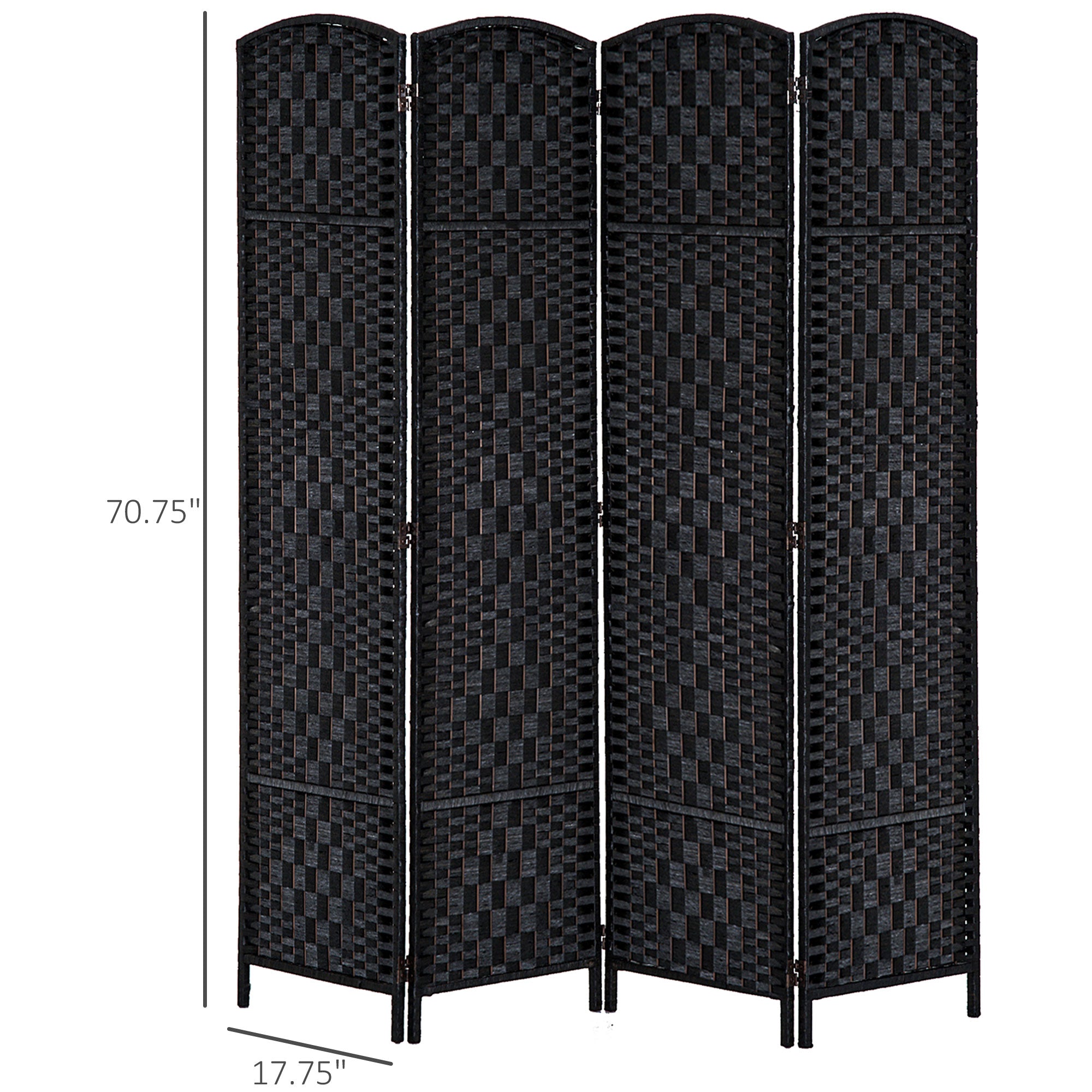 HOMCOM Room Divider, 4 Panel Folding Privacy Screen, 6FT Tall Portable Wicker Weave Partition Wall Divider for Bedroom, Home Office, Black