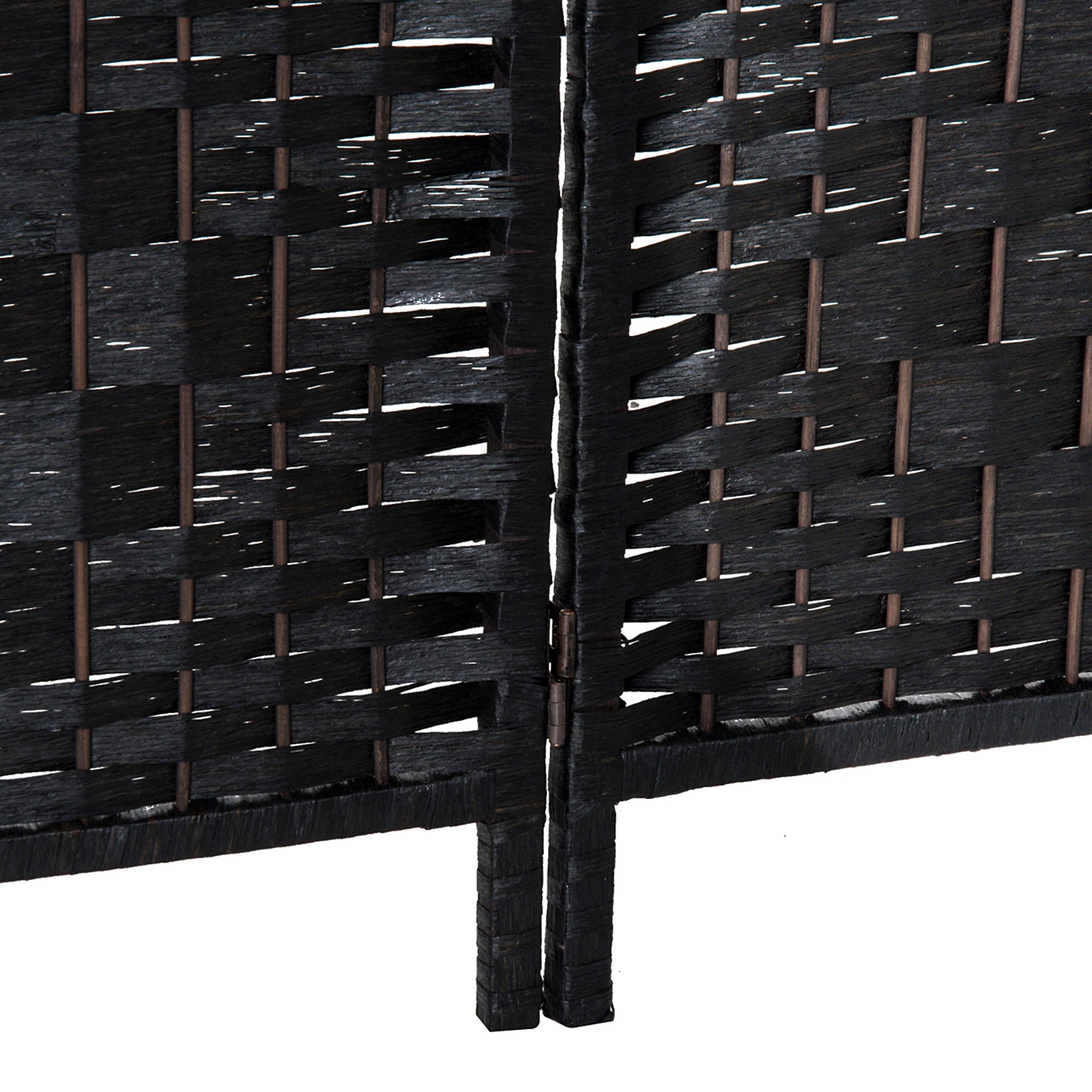 HOMCOM Room Divider, 4 Panel Folding Privacy Screen, 6FT Tall Portable Wicker Weave Partition Wall Divider for Bedroom, Home Office, Black