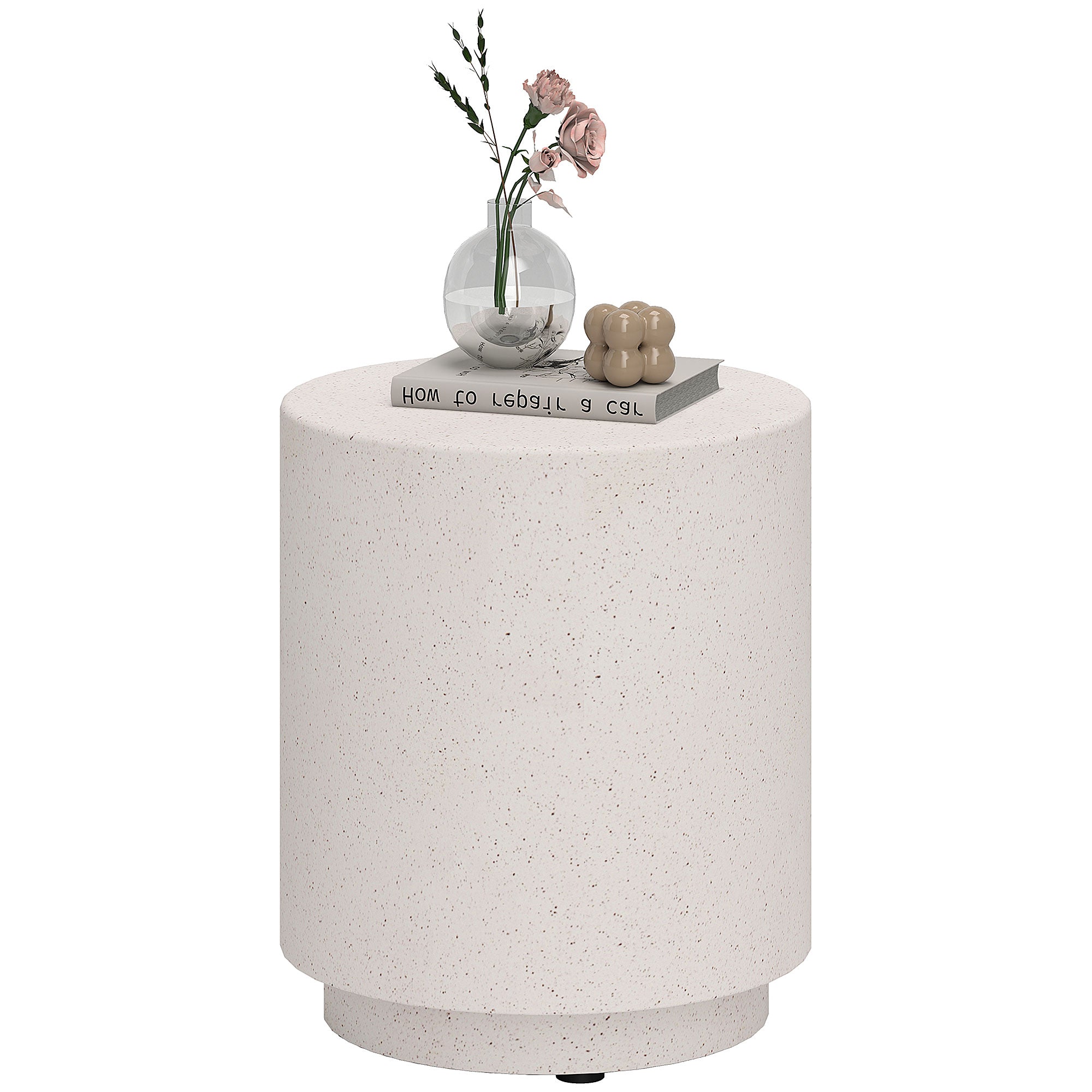 HOMCOM Round Side Table, Lightweight Accent Table with Terrazzo Finish, 17