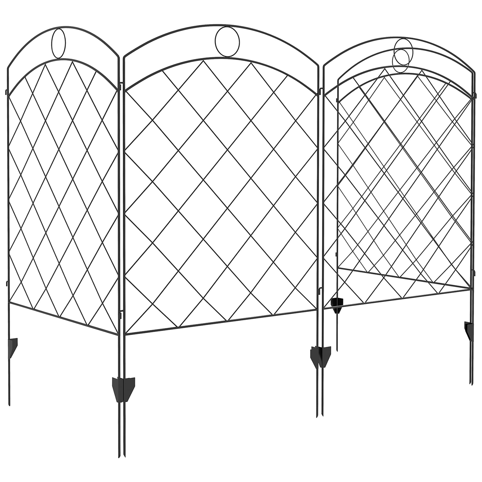 Outsunny Garden Fence, 4 Pack Steel Fence Panels, 11.4' L x 43