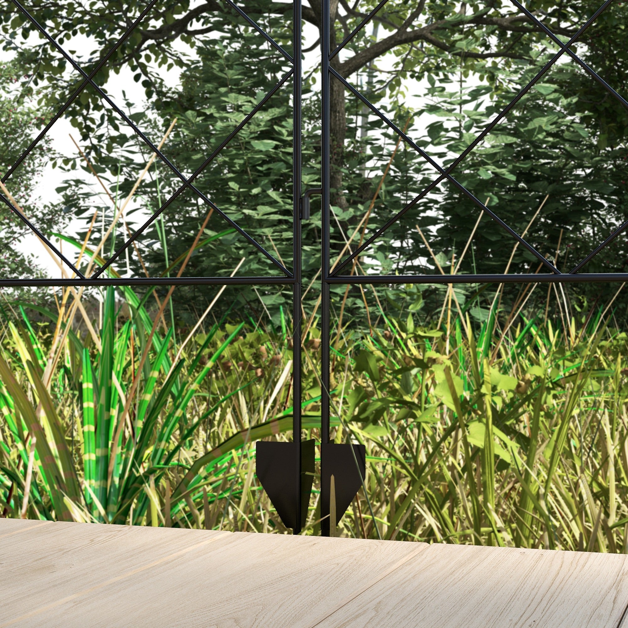 Outsunny Garden Fence, 4 Pack Steel Fence Panels, 11.4' L x 43