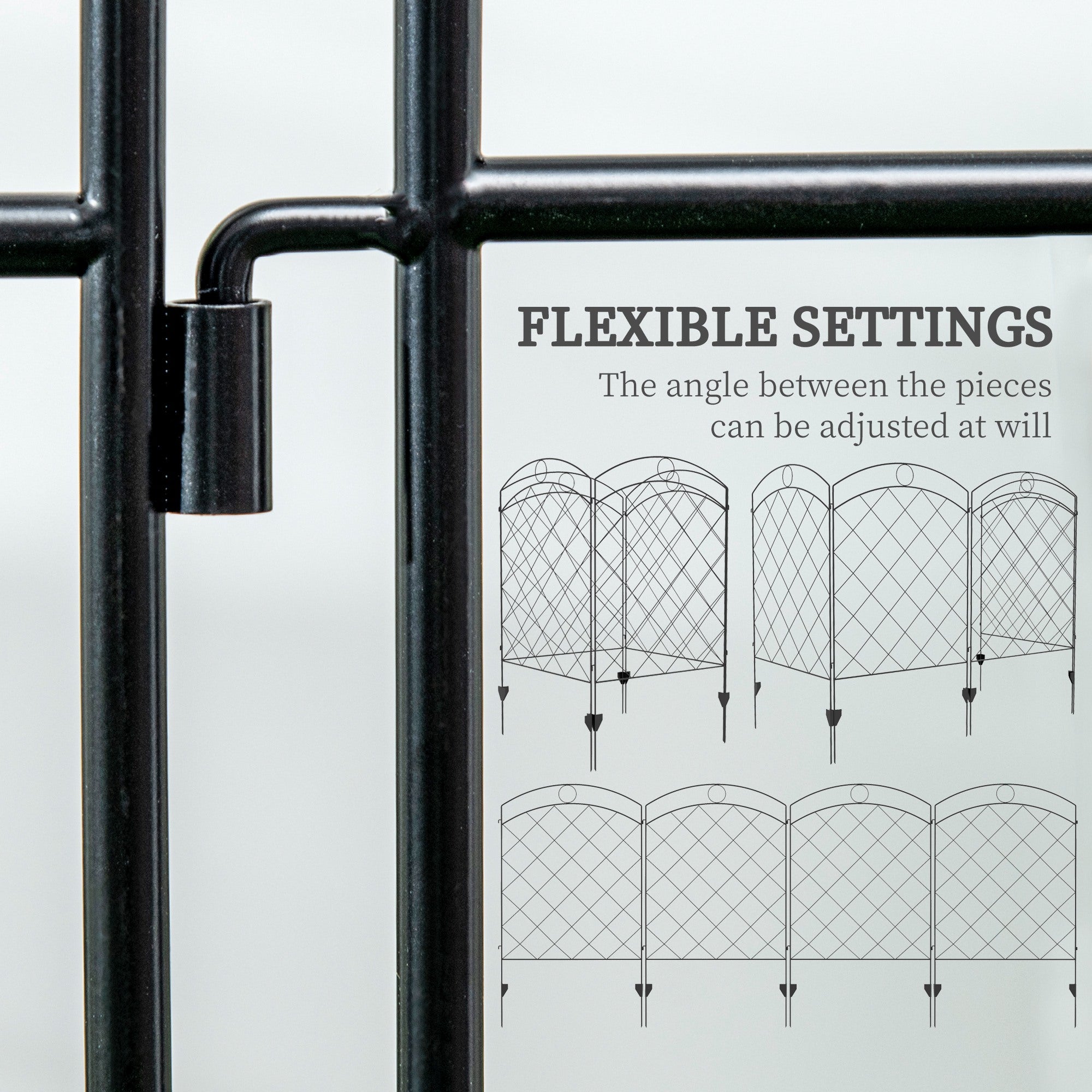 Outsunny Garden Fence, 4 Pack Steel Fence Panels, 11.4' L x 43