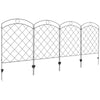 Outsunny Garden Fence, 4 Pack Steel Fence Panels, 11.4' L x 43" H, Rust-Resistant Animal Barrier, Decorative Border Flower Edging for Yard, Patio, Outdoor Decor, Curved Rings
