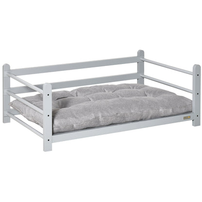 PawHut 95cm Ped Bed Raised Dog Bed Portable Sofa for Medium Sized Dogs w/ Washable Cushion, Grey