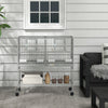 PawHut 40"H Divided Breeder Bird Cage with Rolling Stand Removable Metal Tray, Storage Shelf, Wood Perch, and Food Container, Light Grey