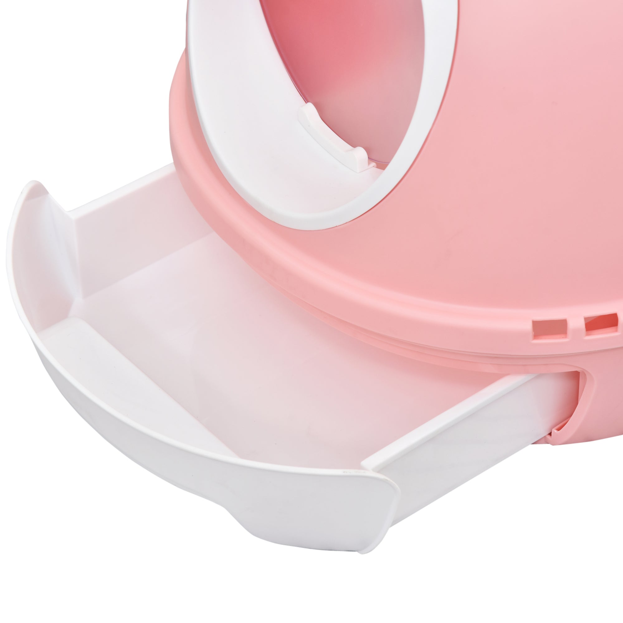 PawHut Covered Cat Litter Box, Kitty Litter Box with a Lid, Scoop Enclosed Drawer & Skylight for Cats, Easy to Clean, Pink
