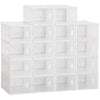 HOMCOM 18 Pack Shoe Storage Box, Space-saving Shoe Organizer, Clear Plastic Stackable Shoe Holder Containers with Front Opening