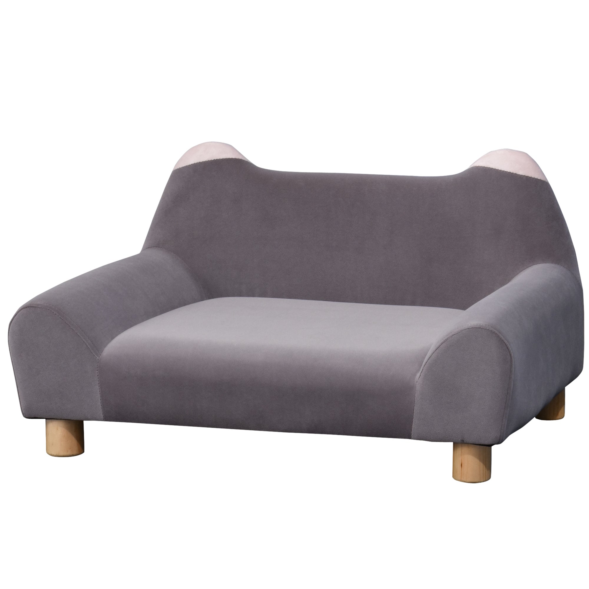 PawHut Dog Sofa Couch, Velvet-Touch Pet Bed, Cat Lounger w/ Sponge Padded Four Wooden Legs for Mini Dogs