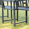 Outsunny Metal Outdoor Bench, 2-Seater Garden Bench with Middle Table and Umbrella Hole, Patio Loveseat with Slatted Seat & Backrest, Black
