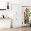 HOMCOM 72" Tall Kitchen Pantry Cabinet, Freestanding Kitchen Storage Cabinet with 4 Doors, Drawer and 3 Adjustable Shelves, White