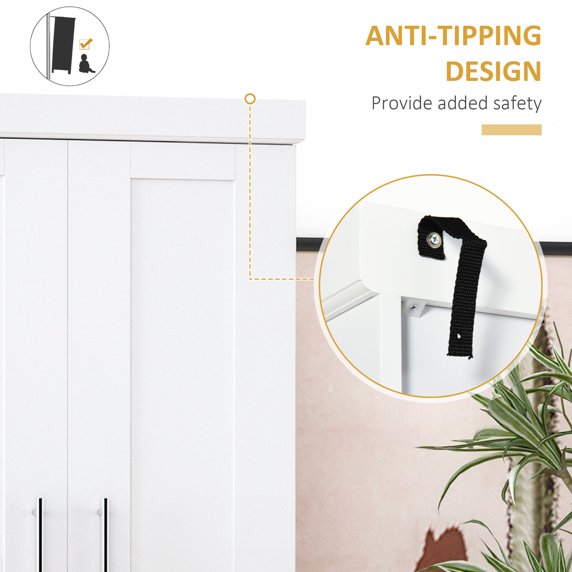 HOMCOM 72" Tall Kitchen Pantry Cabinet, Freestanding Kitchen Storage Cabinet with 4 Doors, Drawer and 3 Adjustable Shelves, White