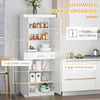 HOMCOM 72" Tall Kitchen Pantry Cabinet, Freestanding Kitchen Storage Cabinet with 4 Doors, Drawer and 3 Adjustable Shelves, White