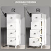 HOMCOM Vertical Filing Cabinet with 4 Drawers, Lockable File Cabinet with Adjustable Hanging Bars for A4 and Letter for Home Office, White