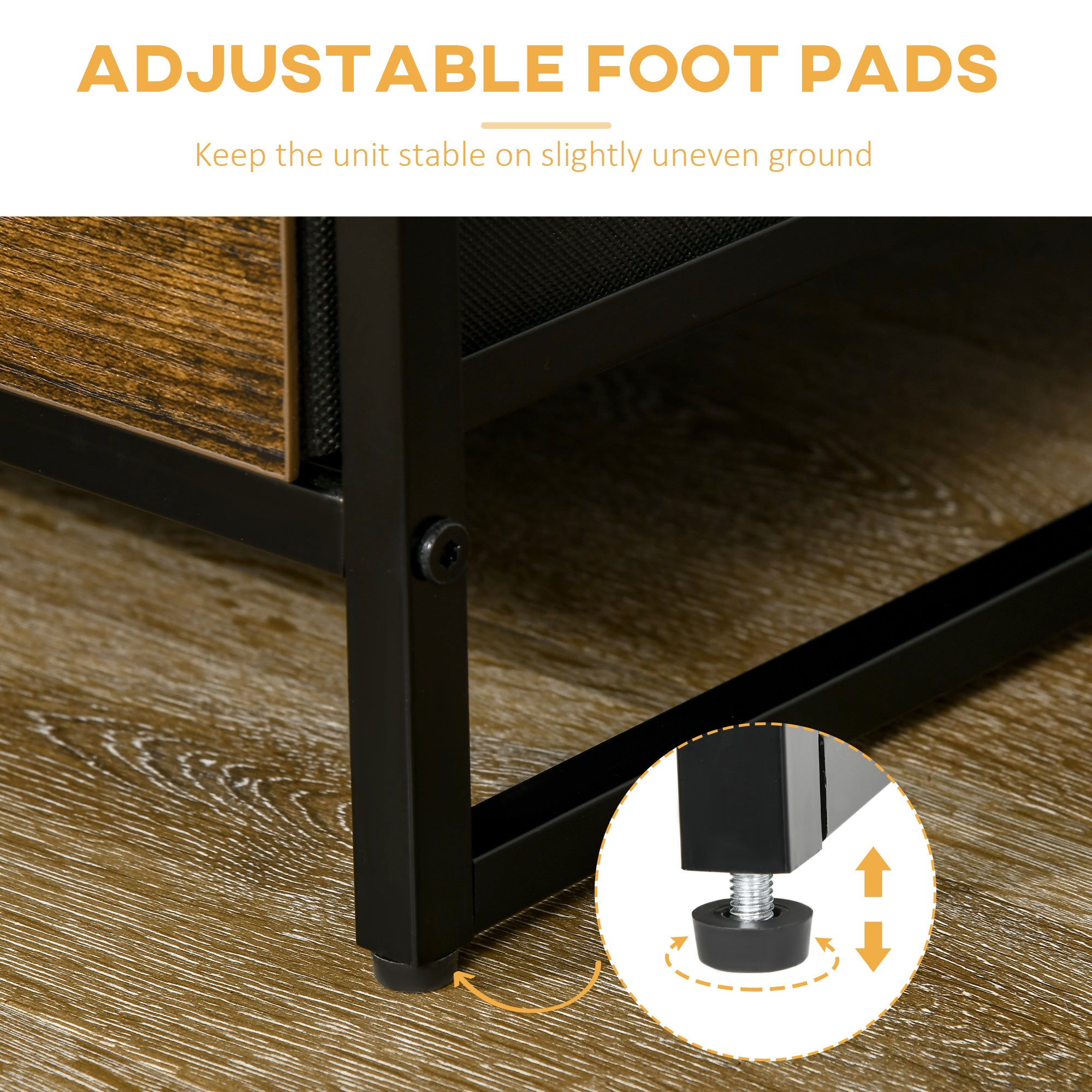 HOMCOM Industrial Storage Cabinet with 2 Open Shelves and 3 Foldable Fabric Drawers, Multifunctional Bookshelf In Living Room, Study, Rustic Brown