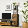 HOMCOM Industrial Storage Cabinet with 2 Open Shelves and 3 Foldable Fabric Drawers, Multifunctional Bookshelf In Living Room, Study, Rustic Brown