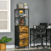 HOMCOM Industrial Storage Cabinet with 2 Open Shelves and 3 Foldable Fabric Drawers, Multifunctional Bookshelf In Living Room, Study, Rustic Brown