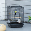 PawHut 23" Bird Cage Flight Parrot House Cockatiels Playpen with Open Play Top and Feeding Bowl Perch Pet Furniture Black