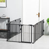 PawHut Dog Playpen DIY Adjustable, Puppy Play Pen Dog Fences Indoor with Automatically Close Lock, Pet Door for Doorway Stair, Fireplace Christmas Tree Barrier, 8-Panel, 30''H