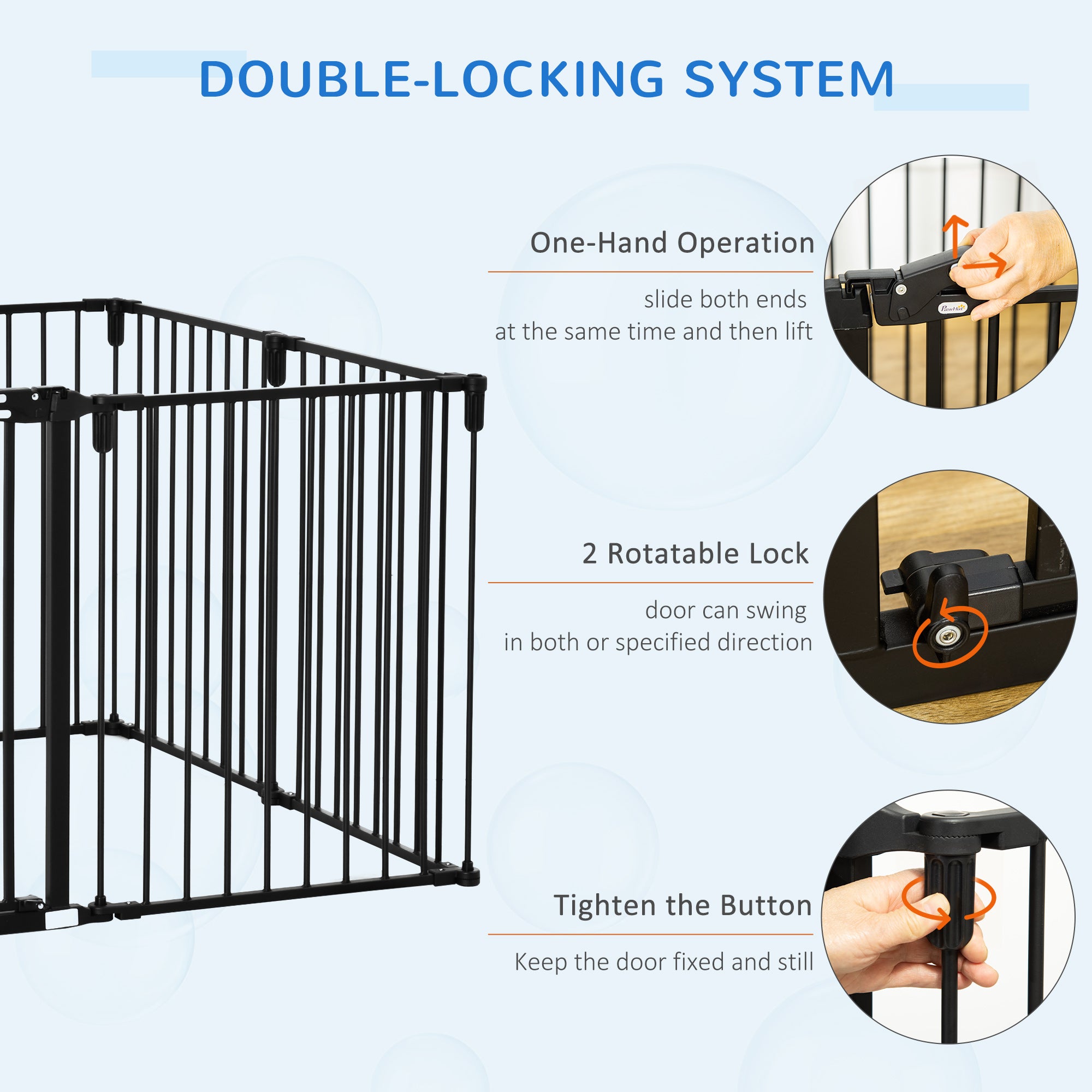 PawHut Dog Playpen DIY Adjustable, Puppy Play Pen Dog Fences Indoor with Automatically Close Lock, Pet Door for Doorway Stair, Fireplace Christmas Tree Barrier, 8-Panel, 30''H