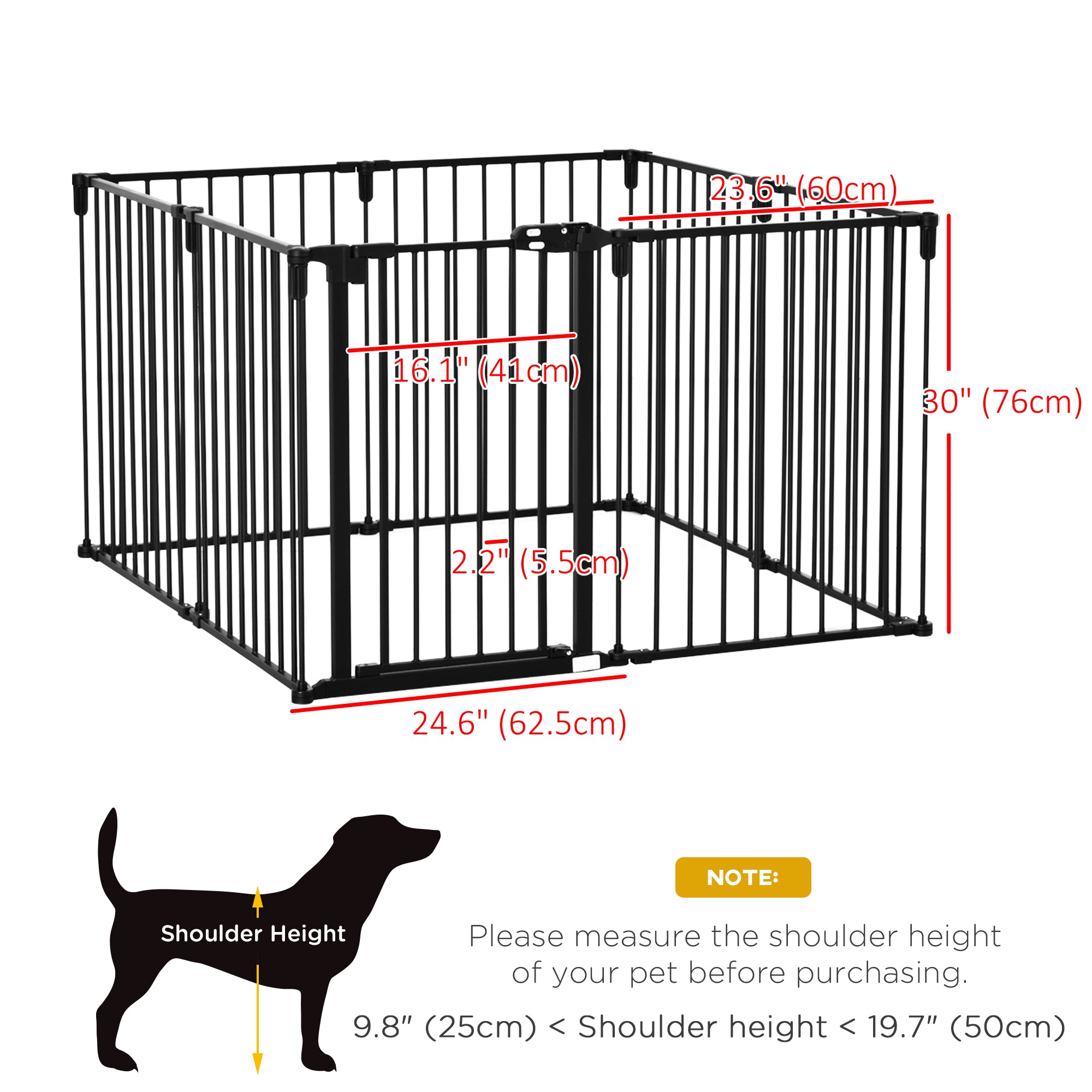 PawHut Dog Playpen DIY Adjustable, Puppy Play Pen Dog Fences Indoor with Automatically Close Lock, Pet Door for Doorway Stair, Fireplace Christmas Tree Barrier, 8-Panel, 30''H