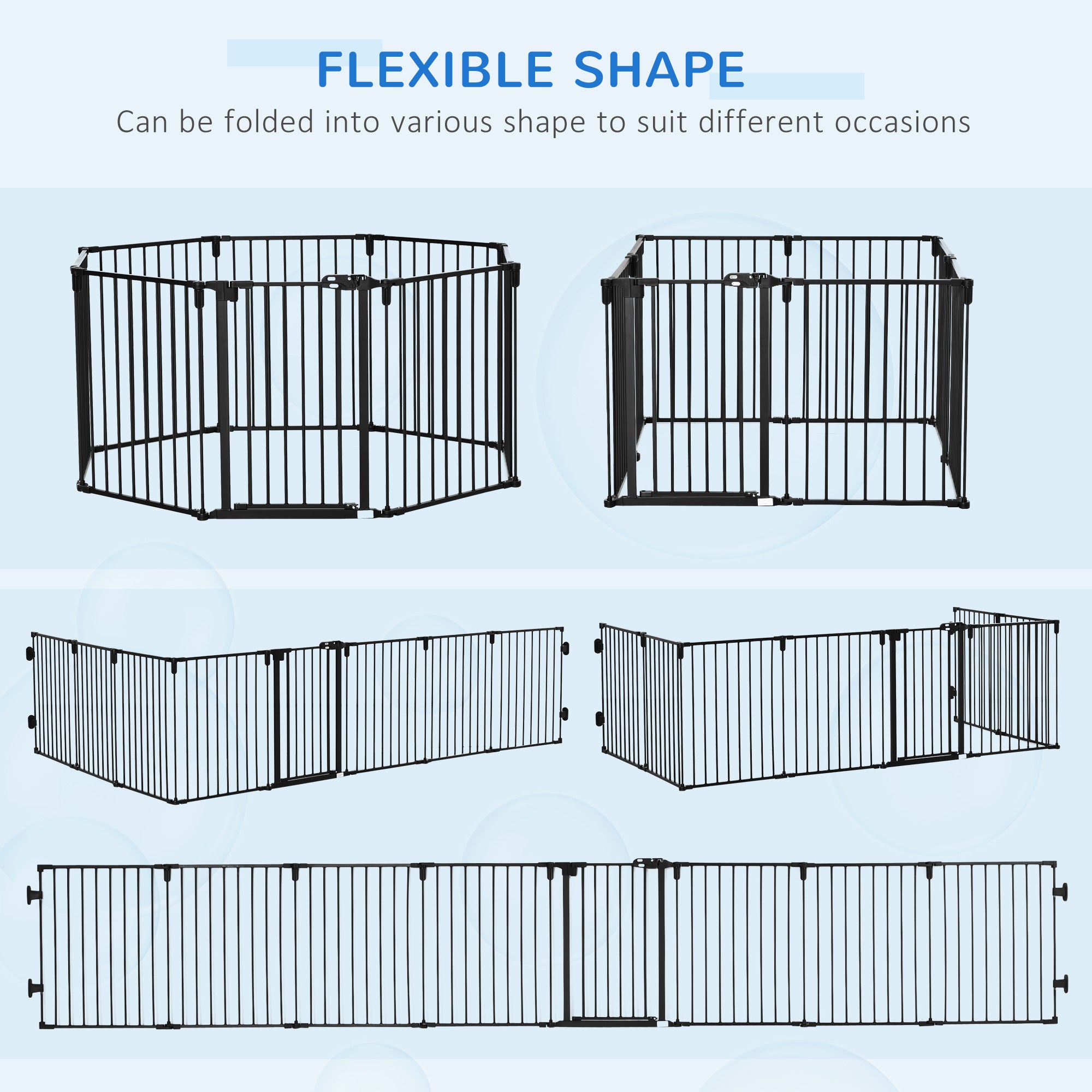 PawHut Dog Playpen DIY Adjustable, Puppy Play Pen Dog Fences Indoor with Automatically Close Lock, Pet Door for Doorway Stair, Fireplace Christmas Tree Barrier, 8-Panel, 30''H