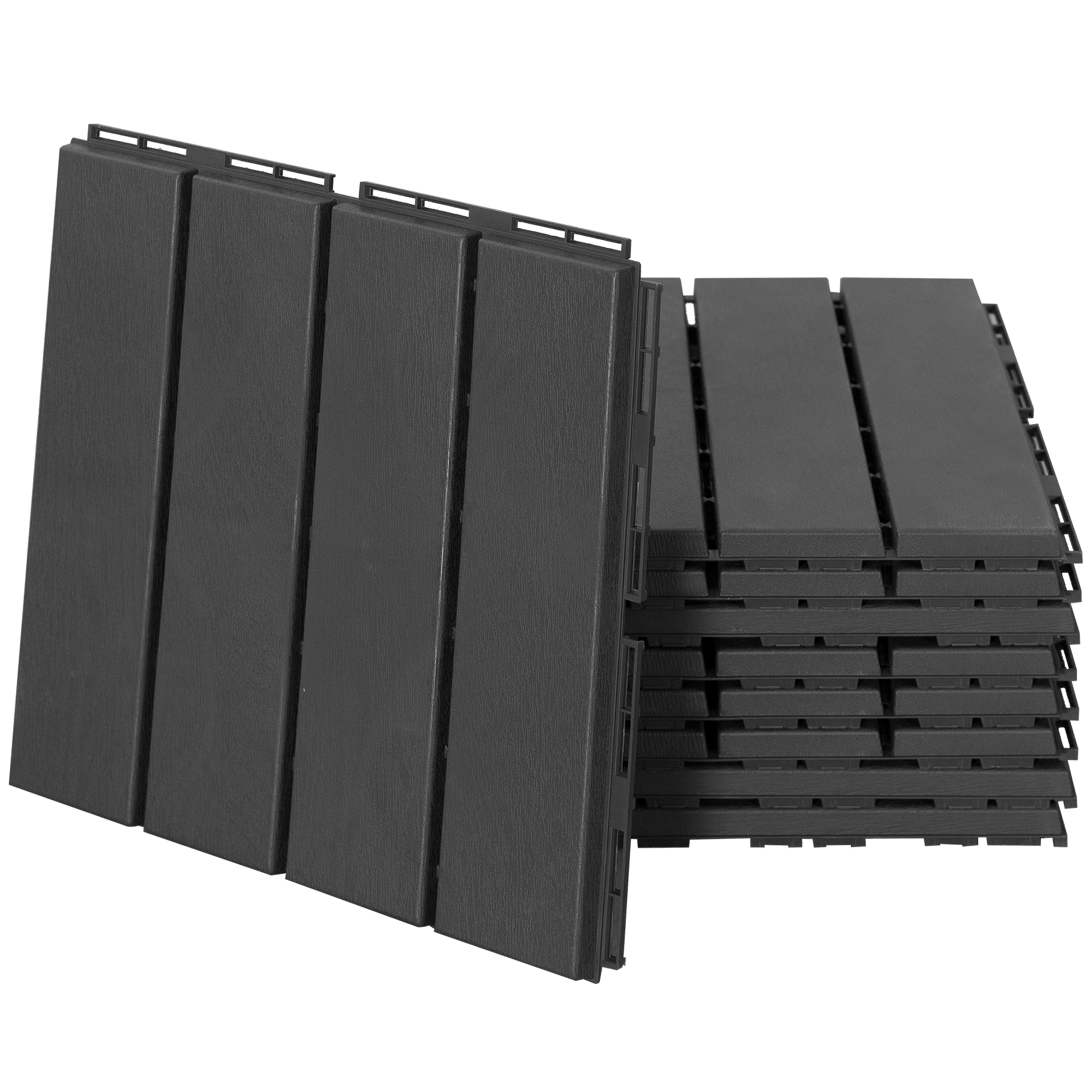 Outsunny 9 Pcs PP Interlocking Composite Deck Tile, 12