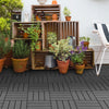 Outsunny 9 Pcs PP Interlocking Composite Deck Tile, 12" x 12" Outdoor Flooring Tiles for Indoor and Outdoor Use, Tools Free Assembly, Black