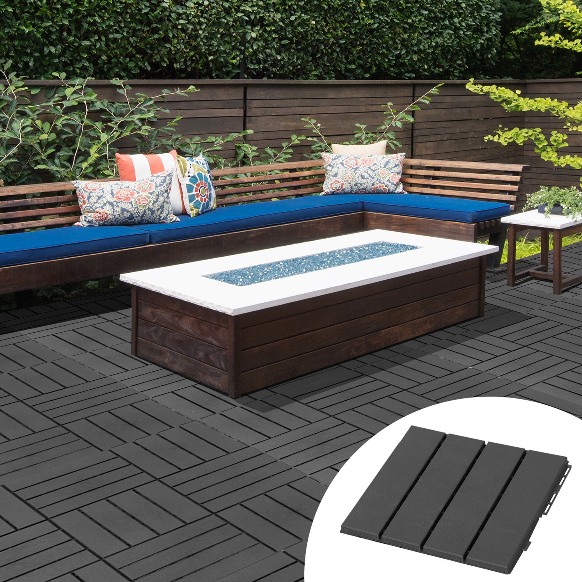 Outsunny 9 Pcs PP Interlocking Composite Deck Tile, 12