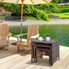 Outsunny Set of 3 Wicker Nesting Tables Patio Rattan Snack End Side Tables Hand Woven All Weather Garden Outdoor Home Furniture Brown