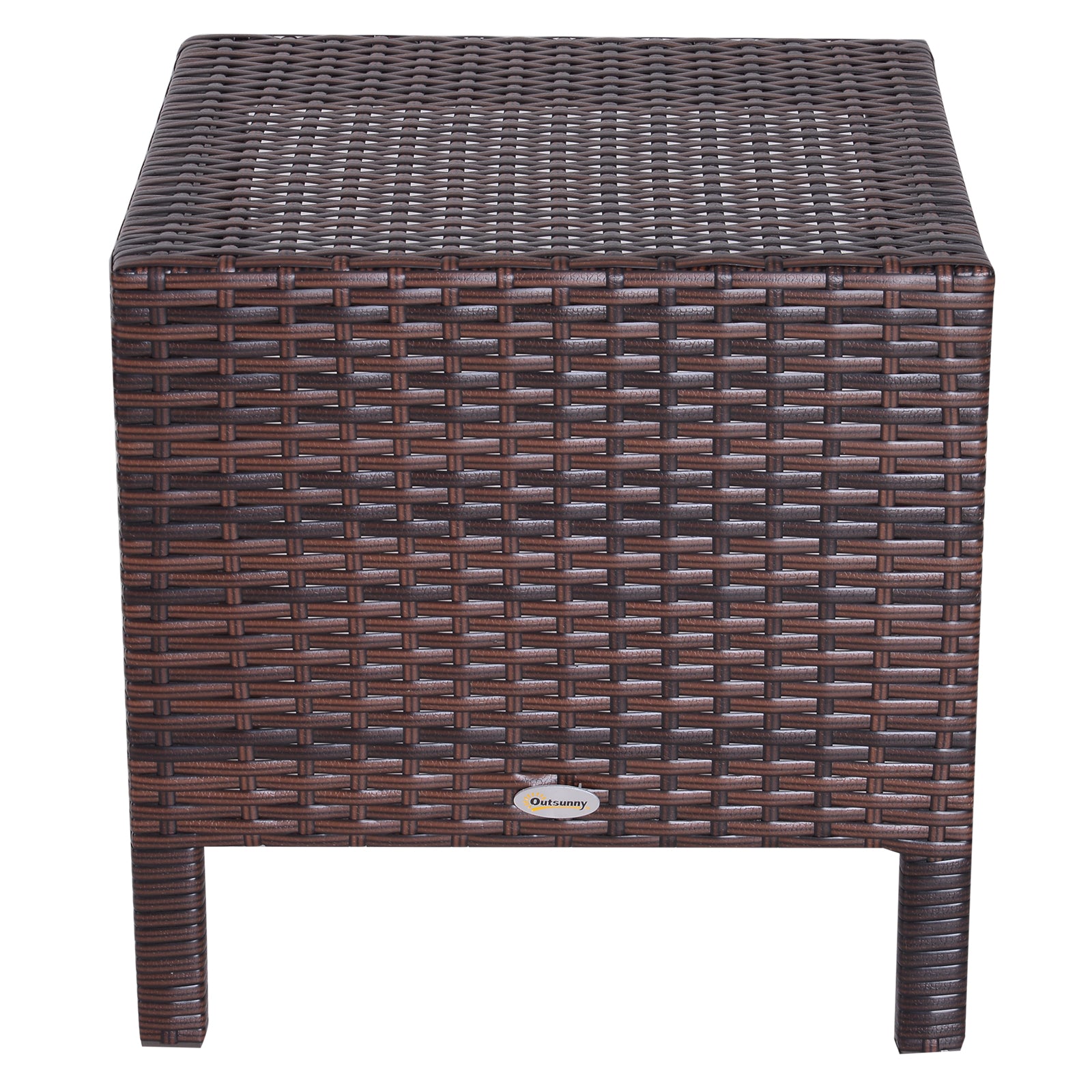 Outsunny Set of 3 Wicker Nesting Tables Patio Rattan Snack End Side Tables Hand Woven All Weather Garden Outdoor Home Furniture Brown