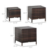 Outsunny Set of 3 Wicker Nesting Tables Patio Rattan Snack End Side Tables Hand Woven All Weather Garden Outdoor Home Furniture Brown
