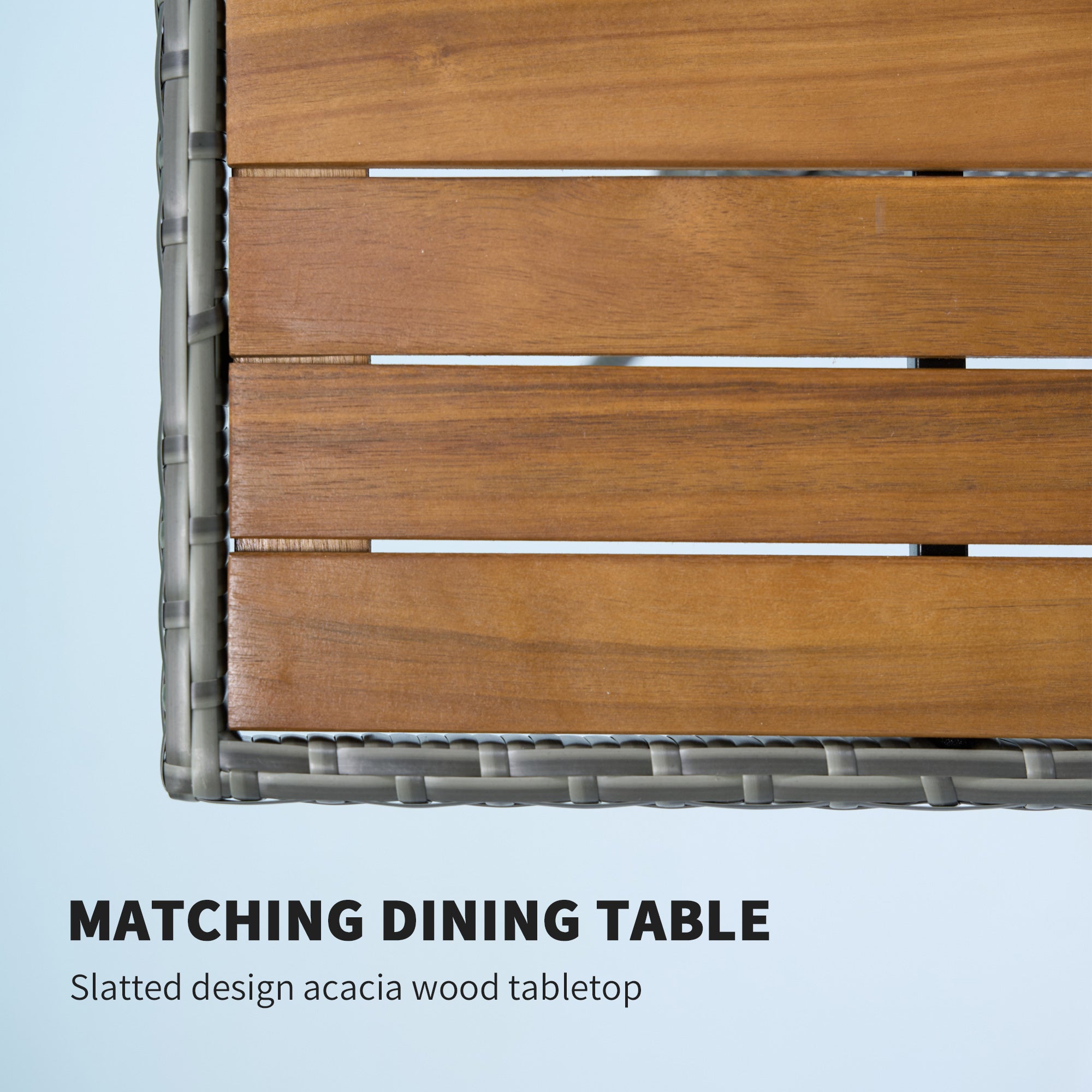 Outsunny 5 Pieces Rattan Patio Dining Set for 4, Patio Table and Chairs with 50mm Umbrella Hole and Cushions, Wicker Outdoor Dining Set for Garden, Backyard, Poolside, Teak