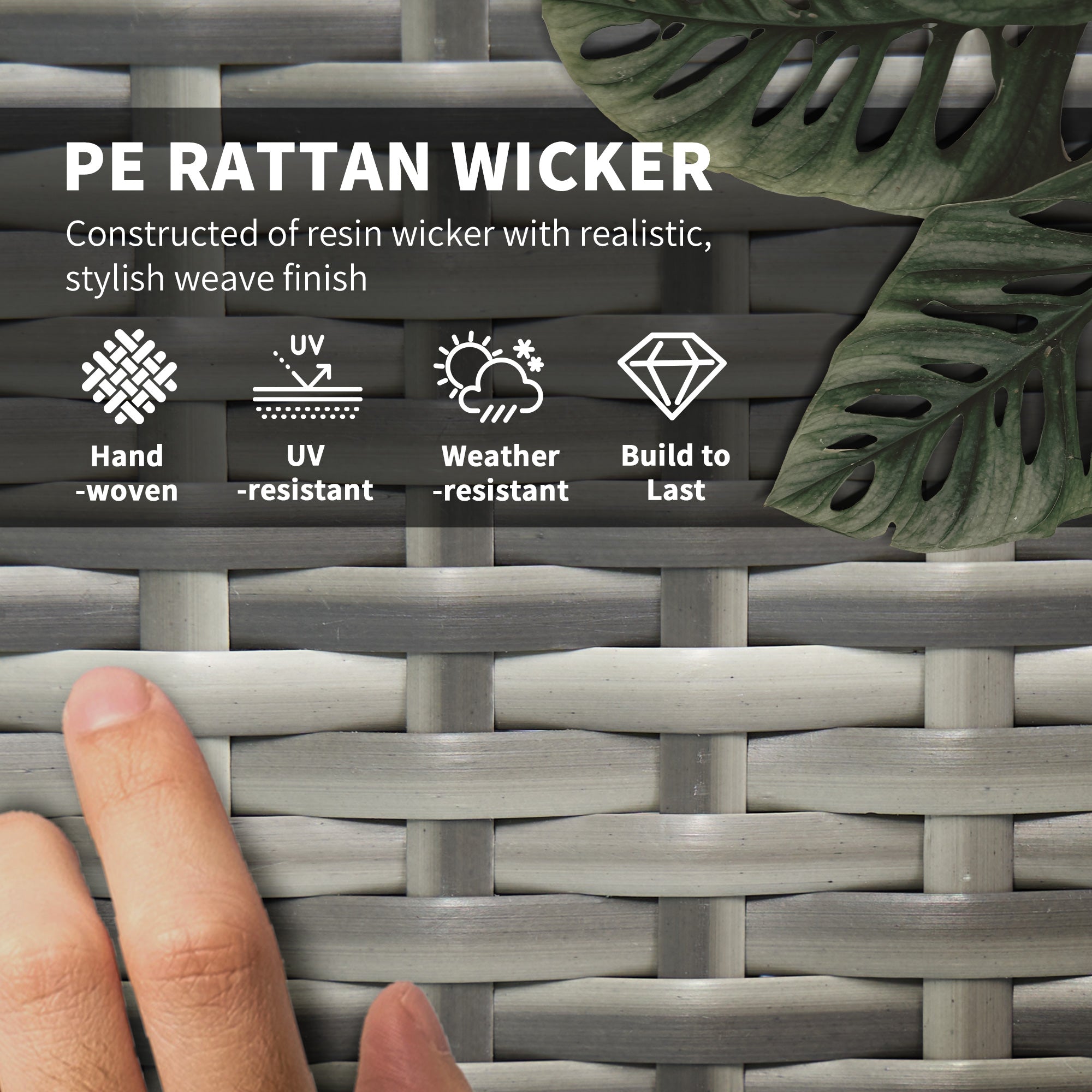 Outsunny 5 Pieces Rattan Patio Dining Set for 4, Patio Table and Chairs with 50mm Umbrella Hole and Cushions, Wicker Outdoor Dining Set for Garden, Backyard, Poolside, Teak