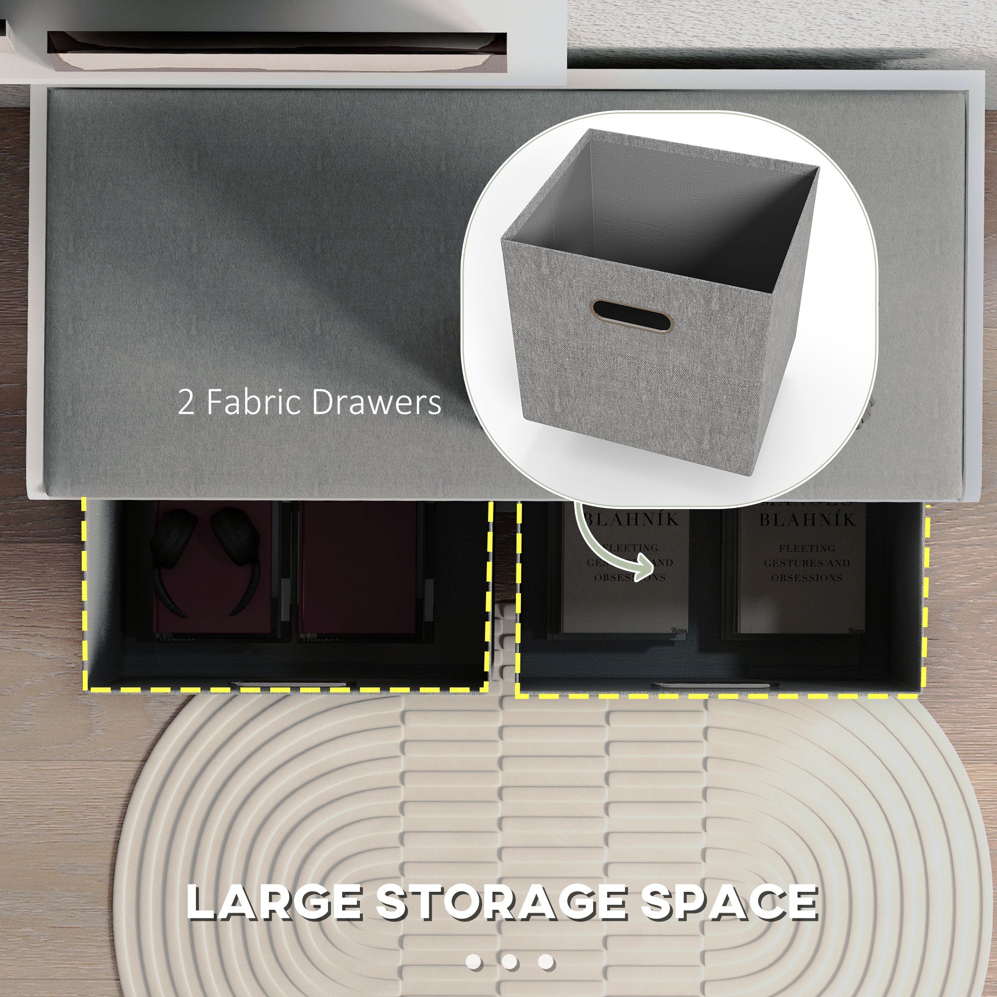 HOMCOM Shoe Bench with Seat, Entryway Bench with Cushion and 2 Fabric Drawers, Shoe Storage Bench for Hallway, Living Room, White