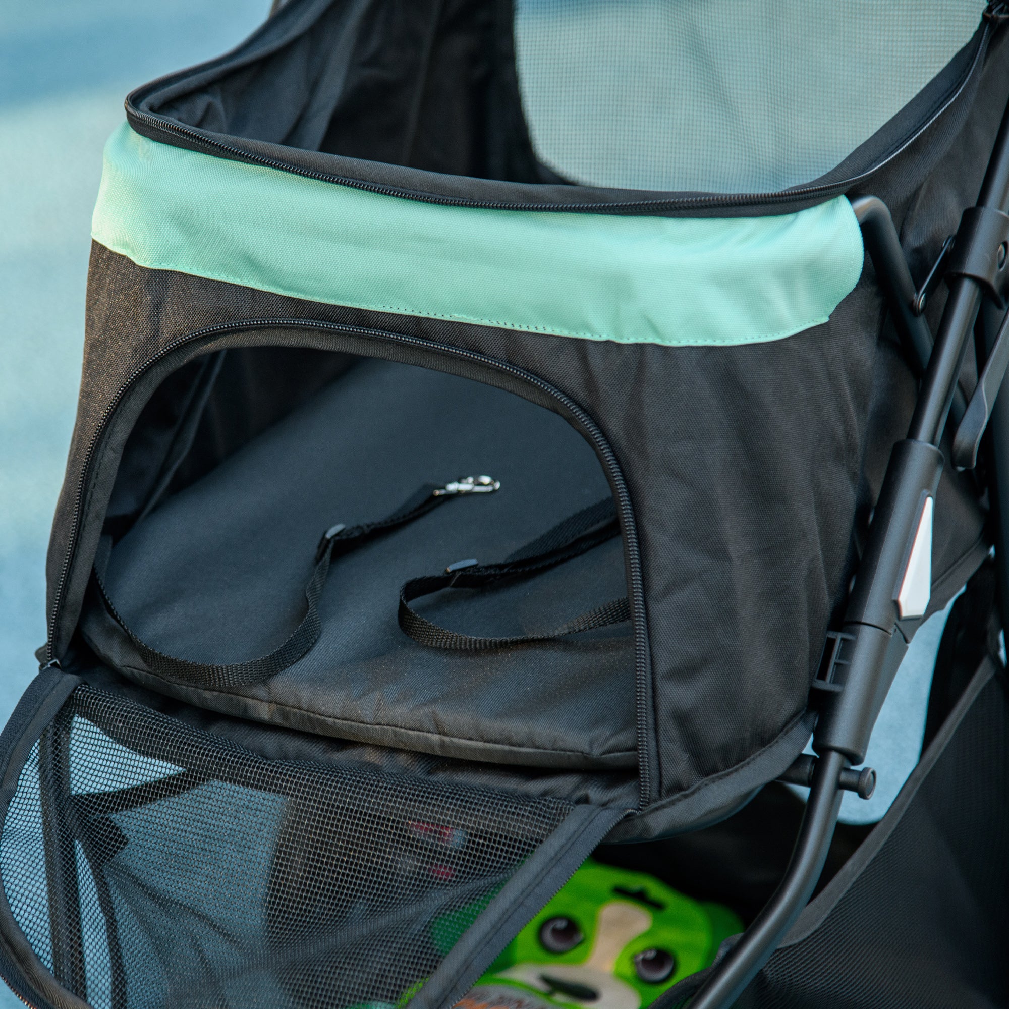 PawHut Dog Pram with Rain Cover Pet Stroller, Foldable Dog Pushchair for Small and Miniature Dogs, Cats - Green